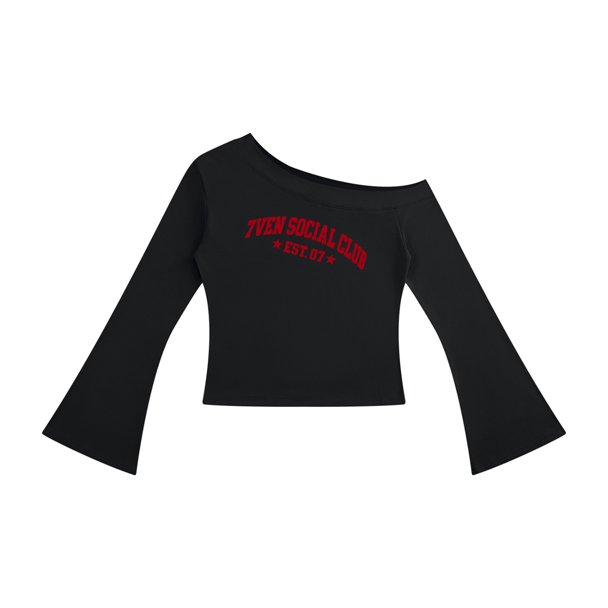 7VEN - Women's Off-Shoulder Bell Sleeve T-Shirt