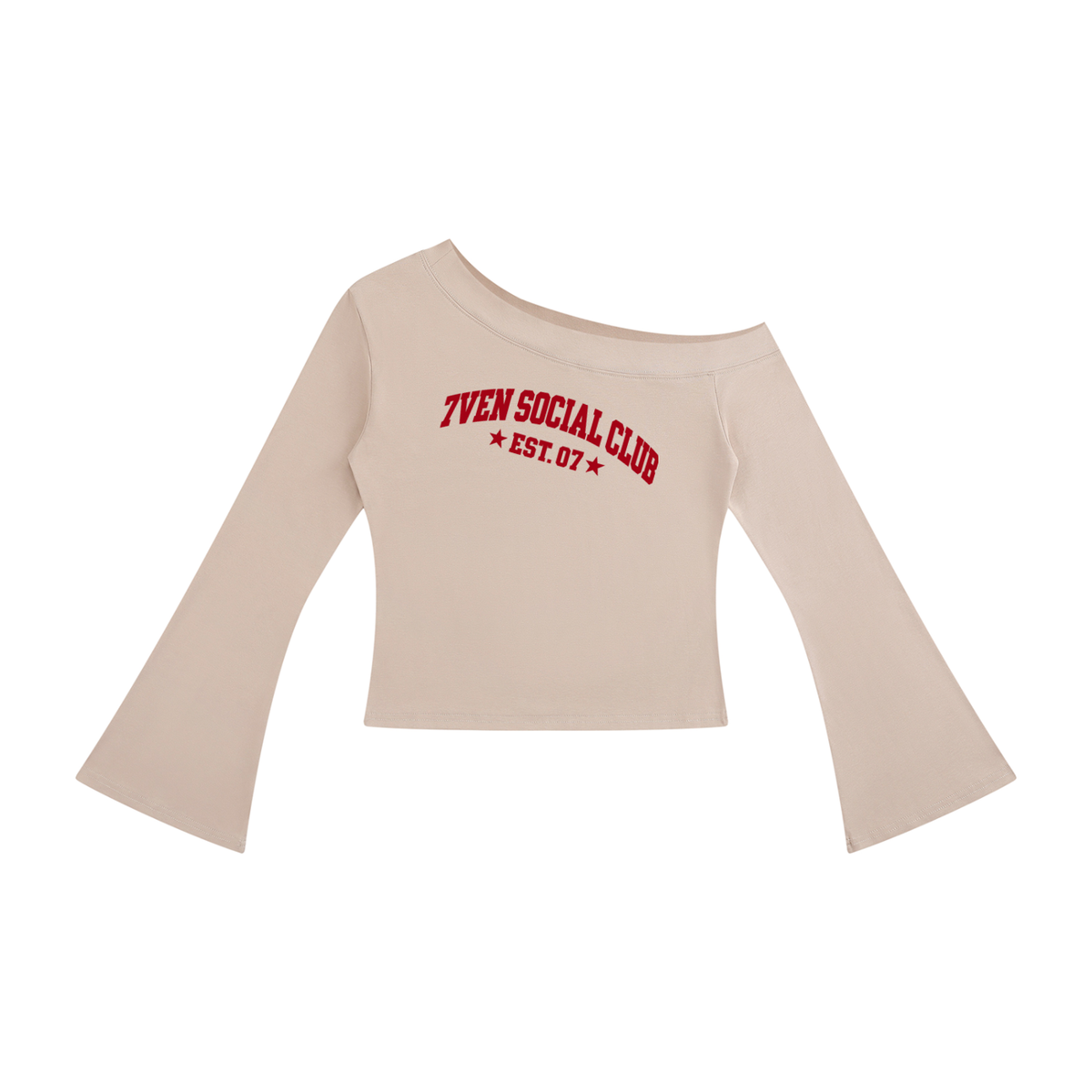 7VEN - Women's Off-Shoulder Bell Sleeve T-Shirt