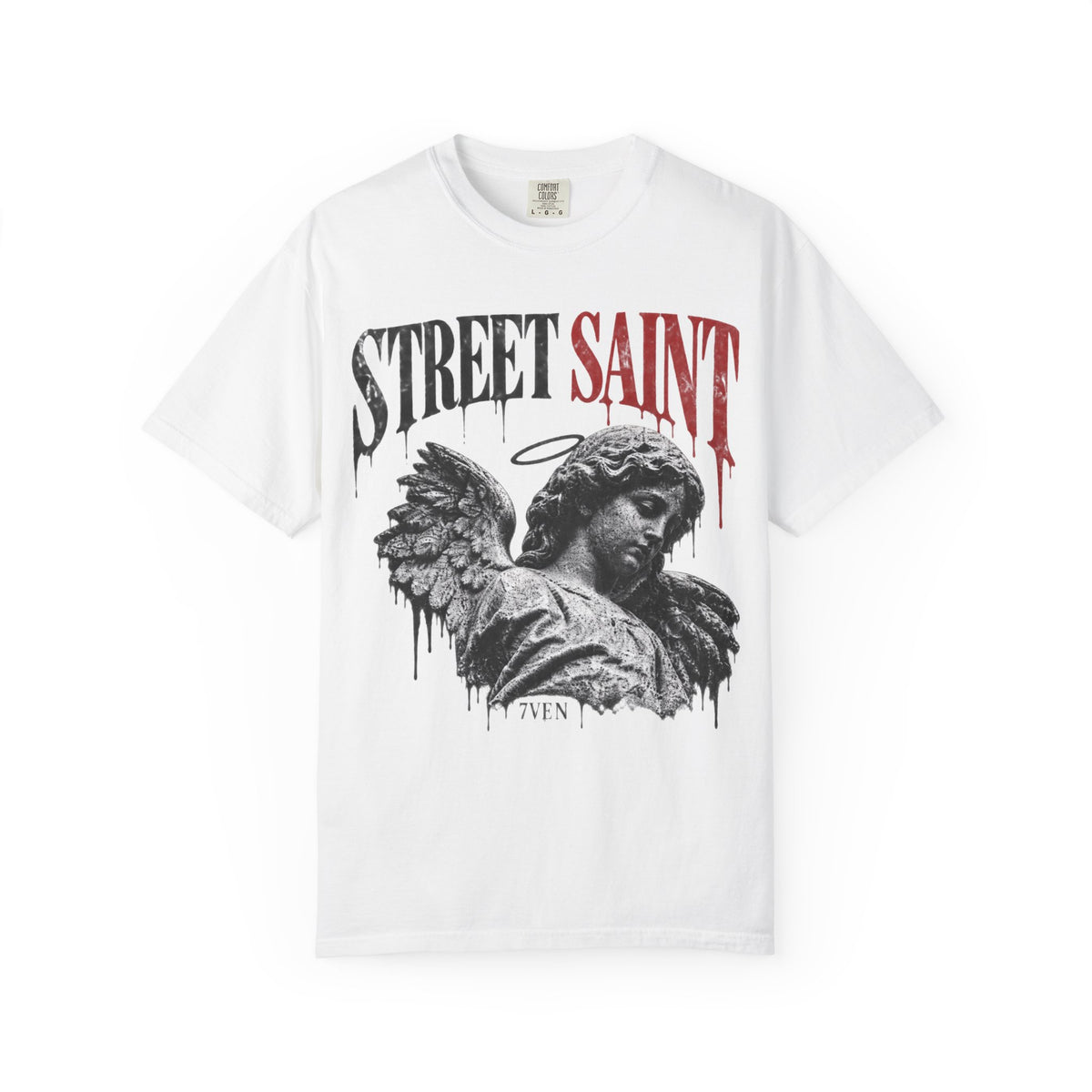 Street Saint Angel Graphic T-Shirt — Urban Vintage Statue Tee