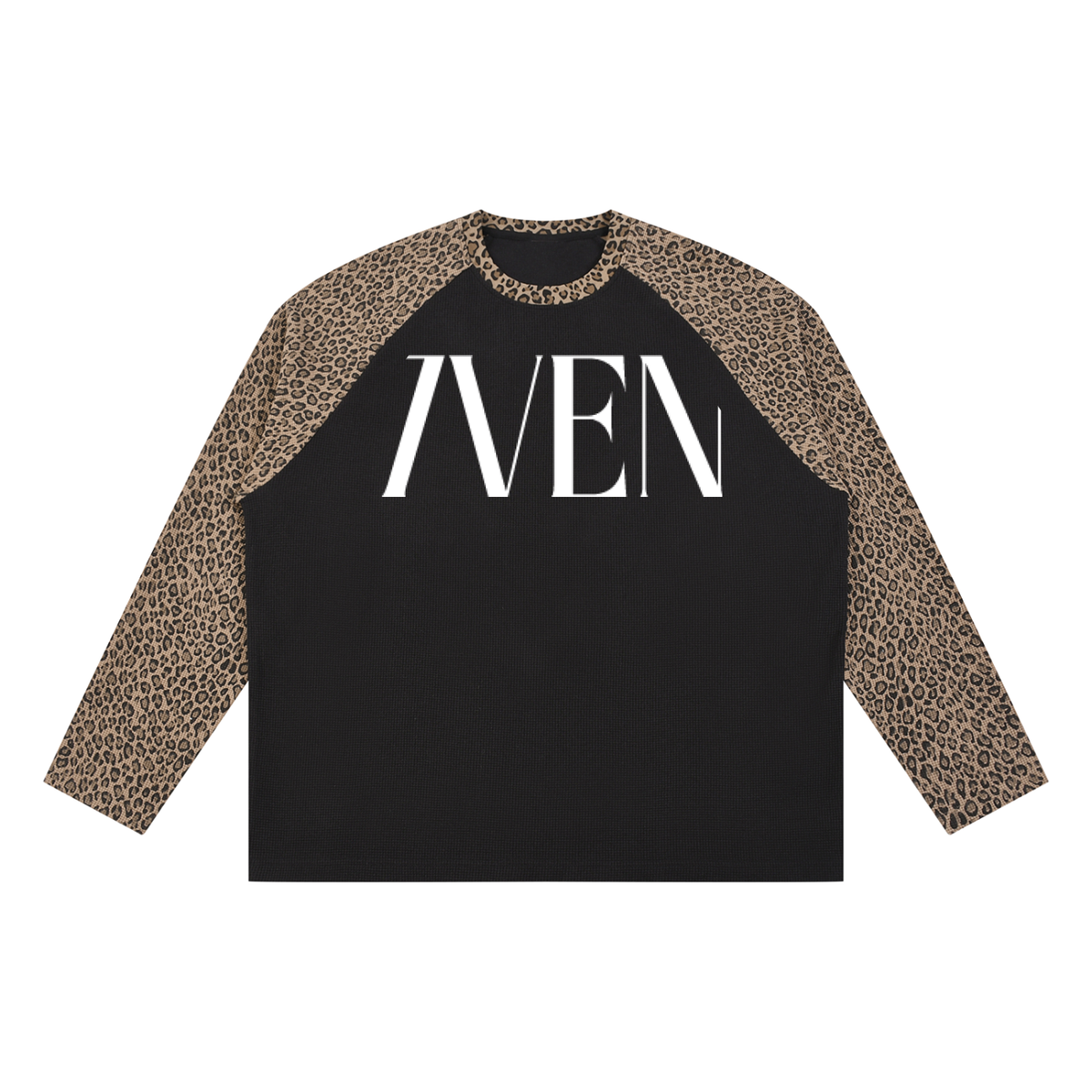7VEN - Unisex Leopard Panel Waffle T-Shirt