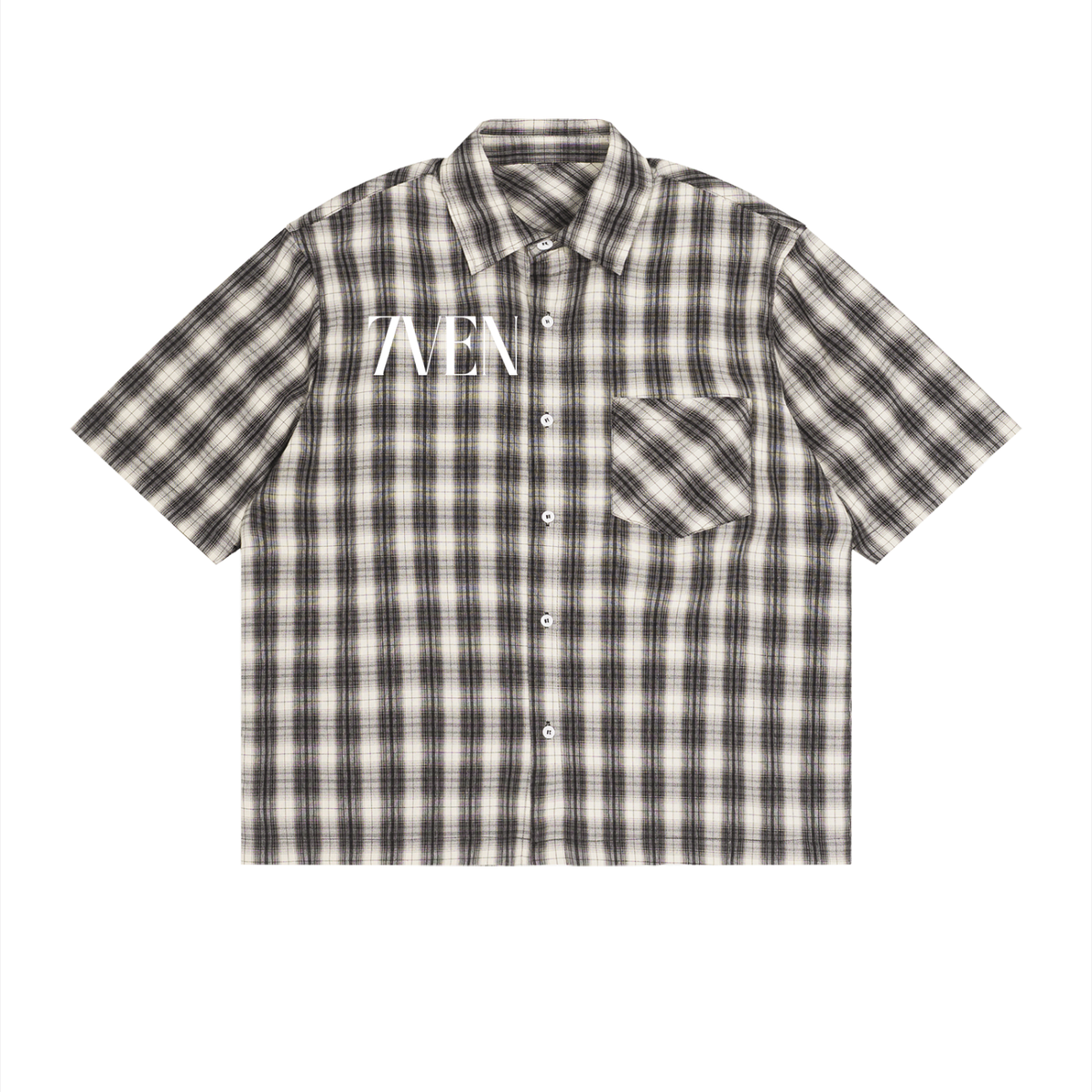 7VEN - Boxy Plaid Short Sleeve Shirt