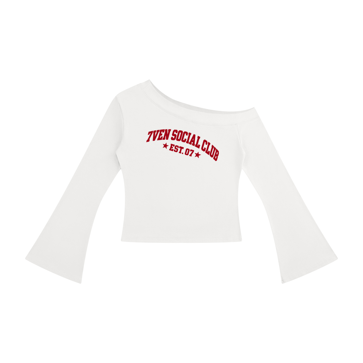 7VEN - Women's Off-Shoulder Bell Sleeve T-Shirt